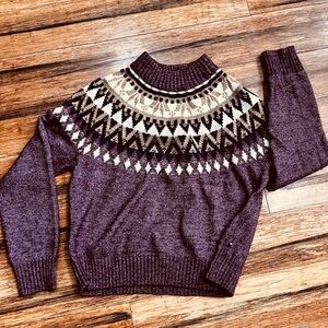 Tommy Hilfiger Plum Knit Sweater with metallic gold, black and winter white